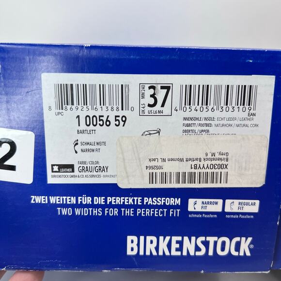 Birkenstock Bartlett Patent Leather Mid Top Shoes Gray 1005659 Women 6/EU 37 NWB - Picture 10 of 10